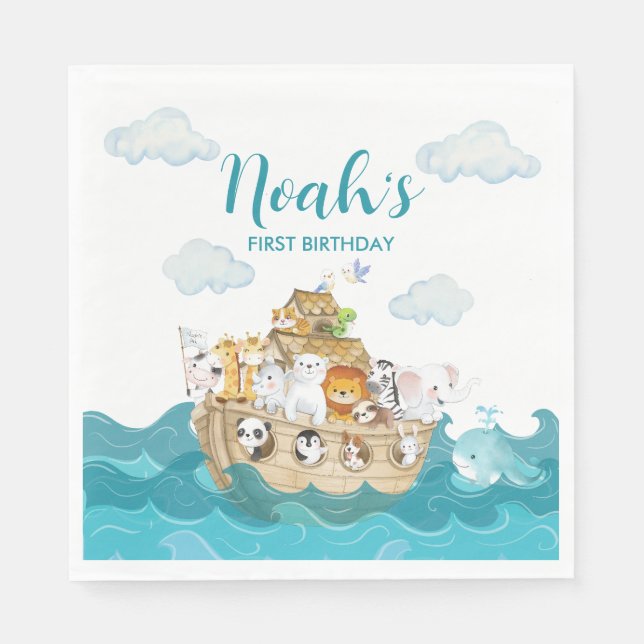 Noah's Ark Birthday Napkins Serviette (Vorderseite)