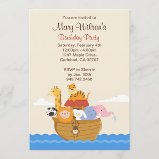 Noahs Ark Birthday Party Einladung