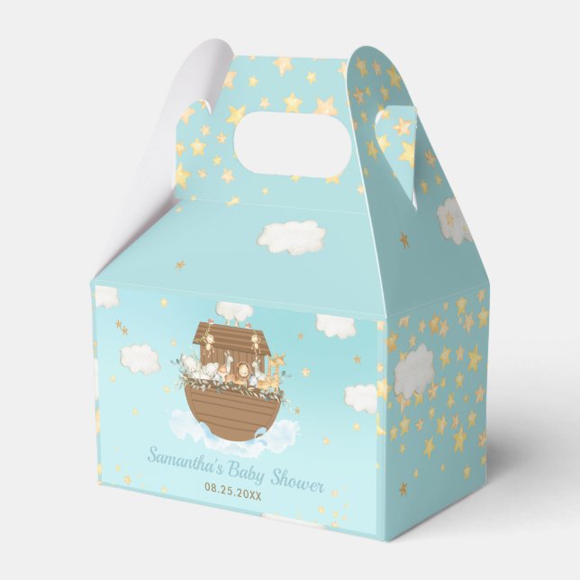 Noah's Ark Blue Boy Baby Shower Vielen Dank Geschenkschachtel (Vorderseite)