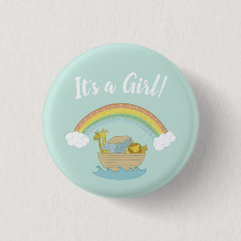 Noahs Ark Boho Baby Dusche ist ein Mädchen Button
