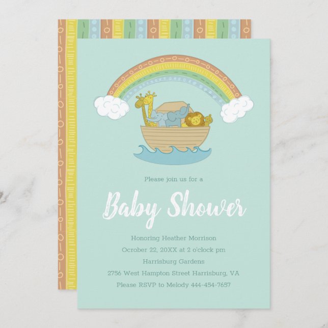 Noah's Ark Boho Baby Shower Einladung (Vorne/Hinten)