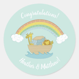 Noah's Ark Boho Baby Shower Runder Aufkleber
