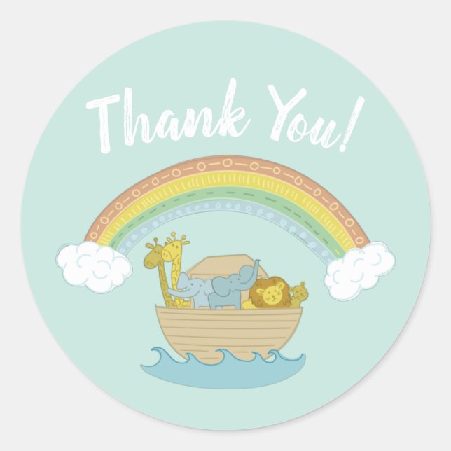 Noah's Ark Boho Baby Shower Vielen Dank Runder Aufkleber (Vorderseite)