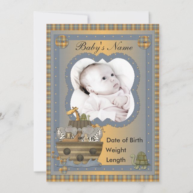 Noah's Ark Christlich Baby Ankündigungen (Vorderseite)