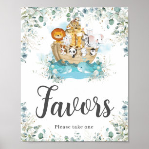 Noah's Ark Eukalyptus Greenery Geburtstagsfavors Poster