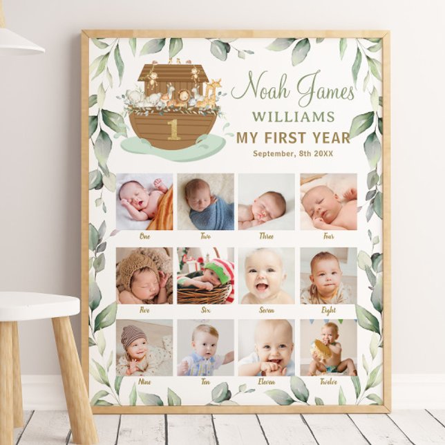 Noah's Ark First Year Meilensteine Bilder Fotos Poster (noah's ark photographs pictures baby first year milestones sign month by month photo nursery decor )