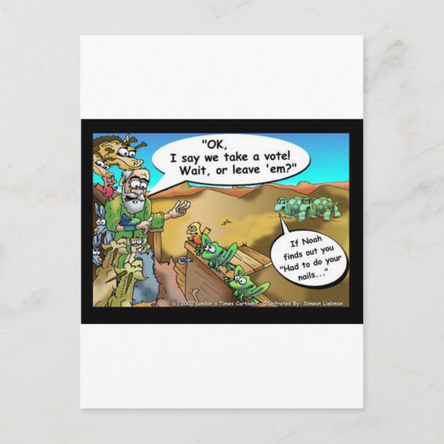 "Noah's Ark" Funny Cartoon T-Shirts Gift Sammlerst Postkarte (Vorderseite)