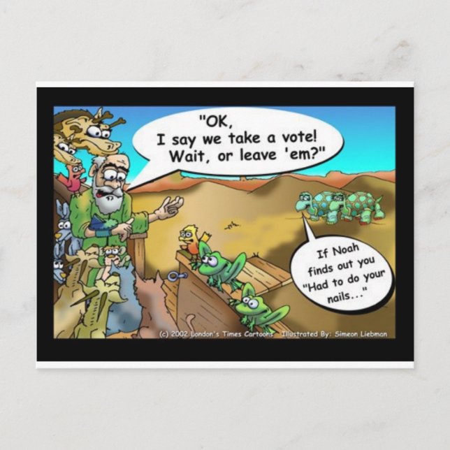 "Noah's Ark" Funny Cartoon T-Shirts Gift Sammlerst Postkarte (Vorderseite)