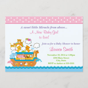 Noahs Ark Girl Shower Einladungs-12x18 Einladung