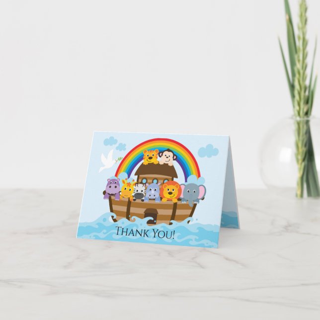 Noah's Ark Girls Baby Shower Vielen Dank Dankeskarte (Vorderseite)