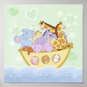 Noah's Ark Green Kinderzimmer Poster Print