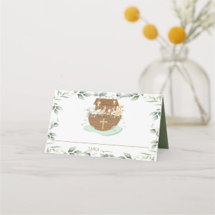Noahs Ark Greenery Animals Taufe Christening Platzkarte