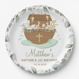 Noahs Ark Greenery-Taufe zum Geburtstag Pappteller