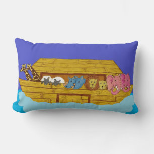 Noah's Ark Illustration Rainbow Funny Elephant Lendenkissen
