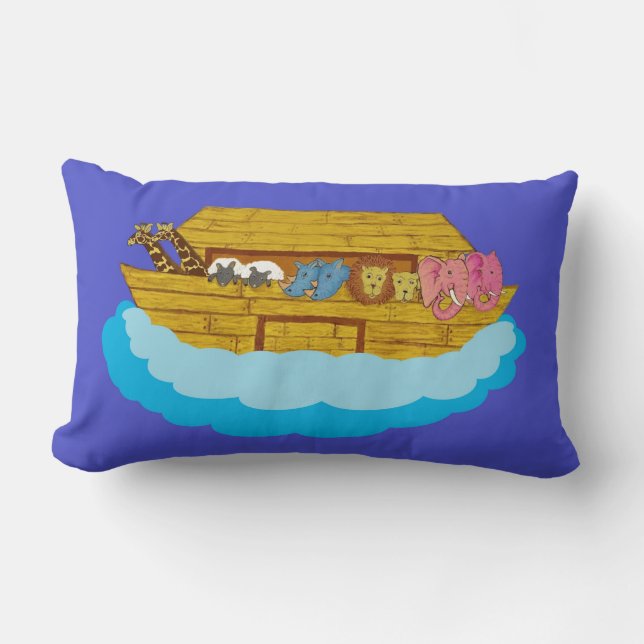Noah's Ark Illustration Rainbow Funny Elephant Lendenkissen (Vorderseite)
