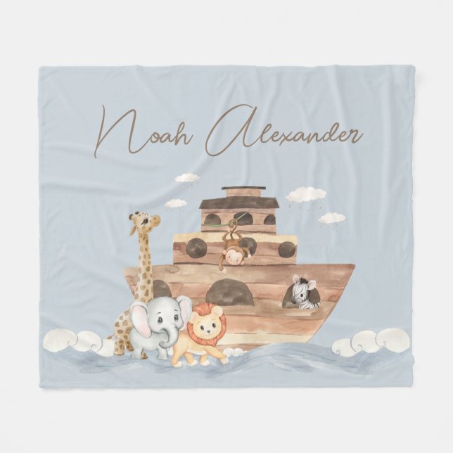 Noah's Ark Niedlicher Tiere Blanket Boy Kinderzimm Fleecedecke (Vorderseite (Horizontal))