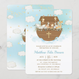 Noah's Ark Niedlicher Tiere Boy Baptism Christenin Einladung