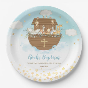 Noah's Ark Niedlicher Tiere Boy Baptism Christenin Pappteller