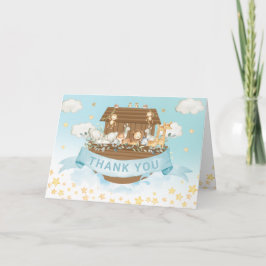 Noah's Ark Niedlicher Tiere Boy Birthday Baby Show Dankeskarte