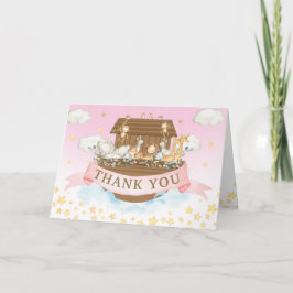 Noah's Ark Niedlicher Tiere Girl Birthday Baby Sho Dankeskarte
