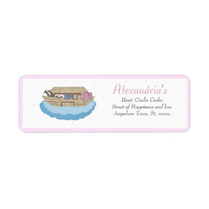 Noah's Ark Pink Baby Girl Dusche Einladung
