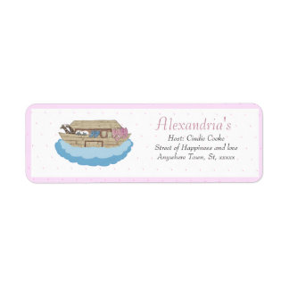Noah's Ark Pink Baby Girl Dusche Einladung