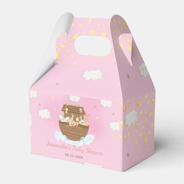 Noah's Ark Pink Girl Baby Shower Vielen Dank Geschenkschachtel (Vorderseite)