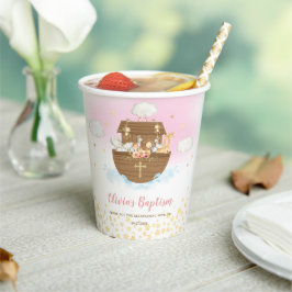 Noah's Ark Pink Niedlicher Tiere Taufe Christening Pappbecher
