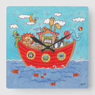 Noah's Ark Quadratische Wanduhr
