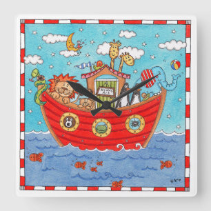Noah's Ark Quadratische Wanduhr