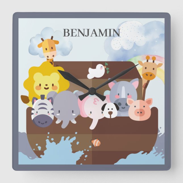 Noah's Ark Quadratische Wanduhr (Vorderseite)