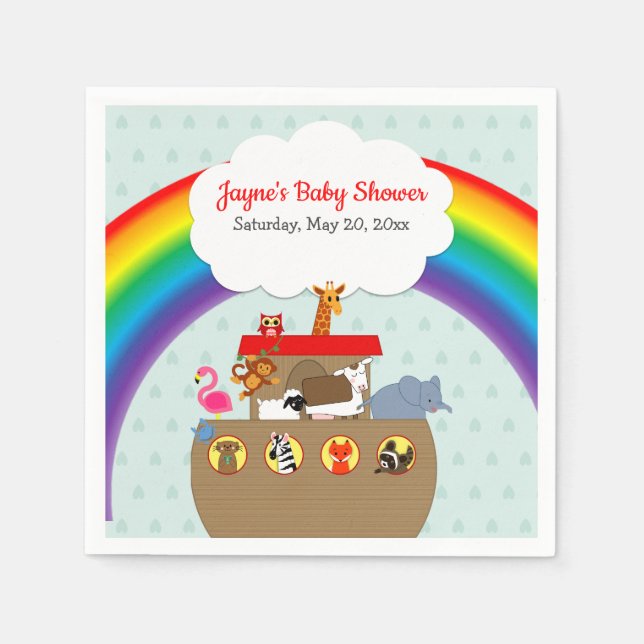 Noah's Ark Rainbow Baby Shower Serviette (Vorderseite)