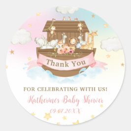 Noah's Ark Rainbow Birthday Baby Shower Vielen Dan Runder Aufkleber