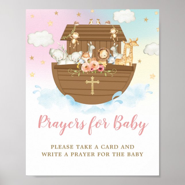 Noahs Ark Rainbow-Gebete für Baby-Zeichen Poster (Vorne)