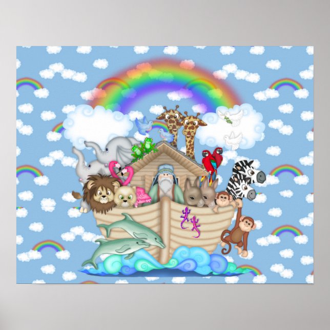 NOAHS ARK Rainbow KINDERZIMMER DECORATION Poster (Vorne)