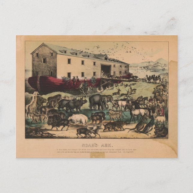 Noah's Ark von Currier & Ives (1868-78) Postkarte (Vorderseite)