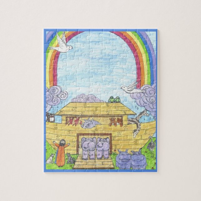 Noahs Ark Watercolor Rainbow Animal Elephant (Vertikal)