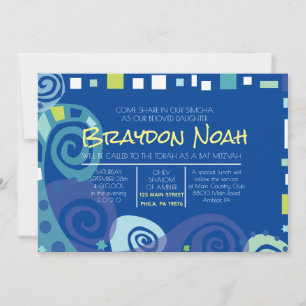 NOAH'S ARK & WAVES Bar Bat Mitzvah Einladung