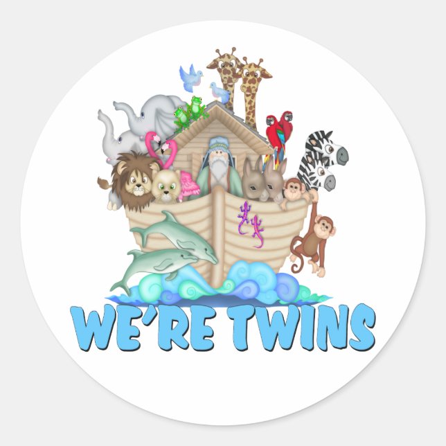Noah's Ark Wir sind Twins Runder Aufkleber (Vorderseite)