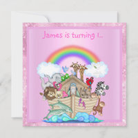 Noahs Arsch Animal Einladung PINK Geburtstag neu