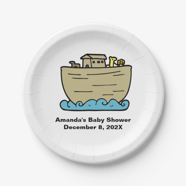 Noahs Art Niedlich Baby Dusche Pappteller (Vorderseite)