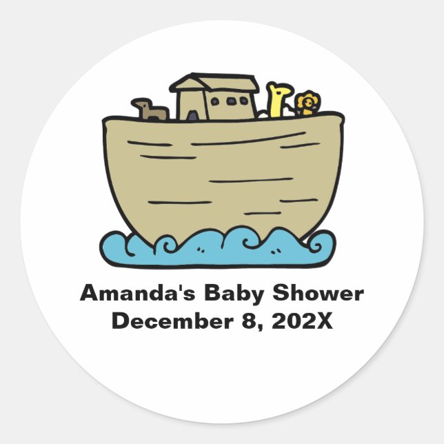 Noahs Art Niedlich Baby Shower Gender Neutral Runder Aufkleber (Vorderseite)