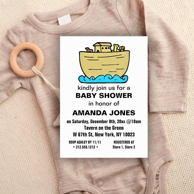 Noahs Niedliche Christliche Babydusche Einladung (Gender Neutral Noah's Ark Baby Shower Invitations)
