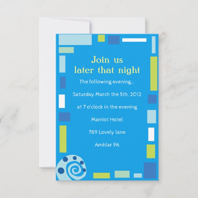NOAH'S WAVES Bar Bat Mitzvah Empfang Card Einladung (Vorderseite)