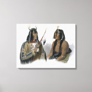 Noapeh, ein Assiniboin-Indianer und Psihdja-Sahpa, Leinwanddruck