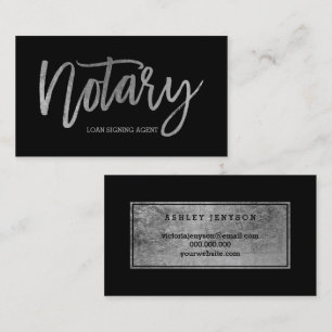 Noary elegante silberne Typografie schwarz Visitenkarte