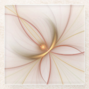 Nobelkupfer und Gold Abstrakt Moderne Fraktal Kuns Glasuntersetzer