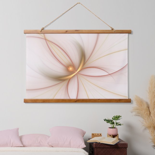 Nobelkupfer und Gold Abstrakt Moderne Fraktal Kuns Wandteppich Mit Holzrahmen (Schlafzimmer)