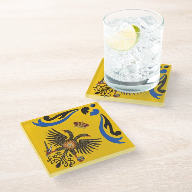 Nobile Contrada dell'Aquila Palio di Siena (Adler) Glasuntersetzer (Schrägansicht)