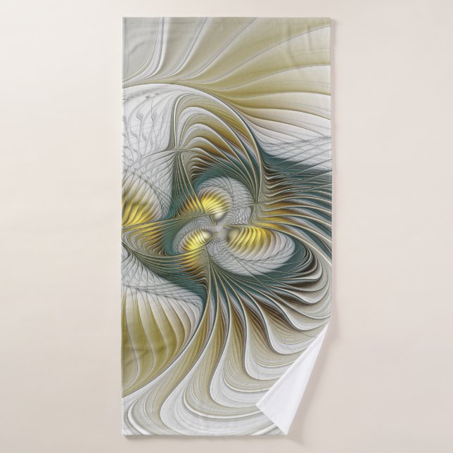 Nobile Golden Aquamarine Abstrakte Fantasie Frakta Badehandtuch (Badehandtuch)